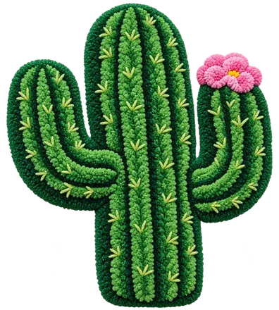 Cactus: A saguaro with a pink flower. Zero watering.