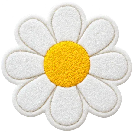 Daisy: White petals, a sunny middle. Spring, all year.