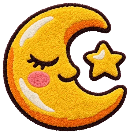 Sleepy Moon: A golden crescent with a tiny star.