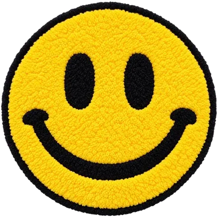 Smiley: The classic grin, in sunshine yellow.